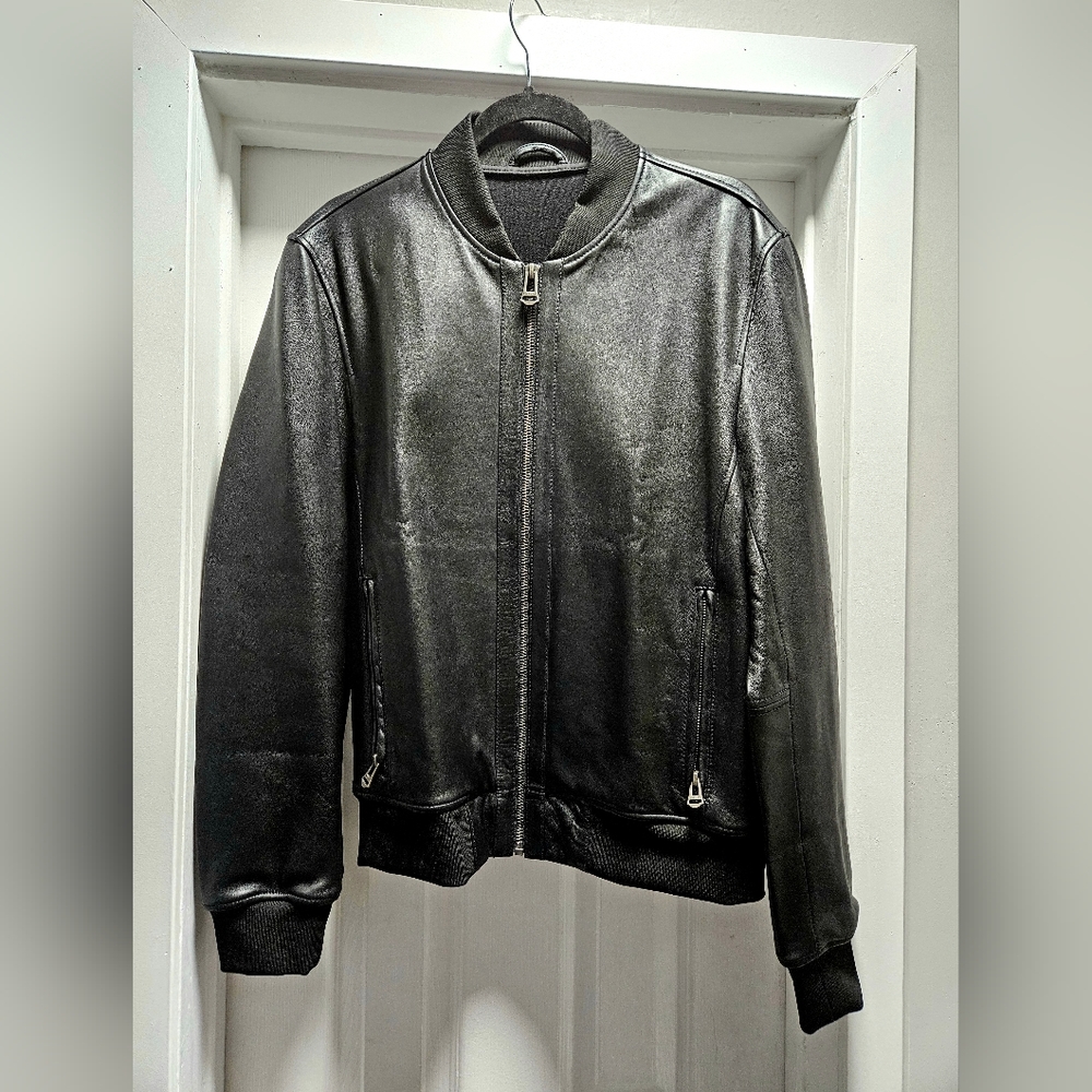 Cole Haan leather bomber jacket